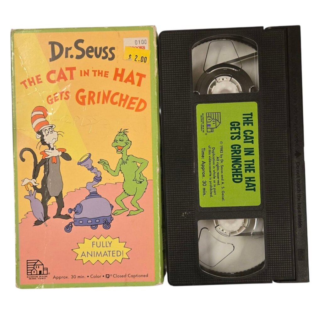 Dr Seuss The Cat In The Hat Gets Grinched VHS Tape Animated Cartoon Vintage